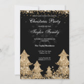 Winter Gold Glitzer Weihnachtsbaum Party Einladung (Vorderseite)