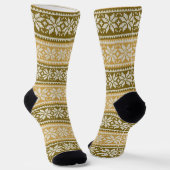 Winter Gold Poinsettia Blume Pattern Socken (Gewinkelt)