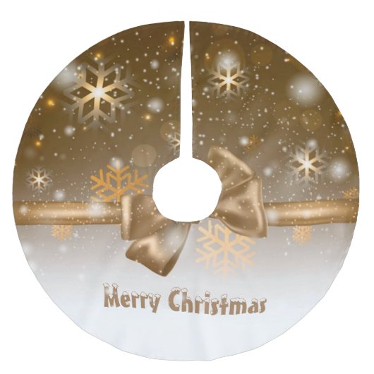 Winter Gold Polyester Weihnachtsbaumdecke (Vorderseite)