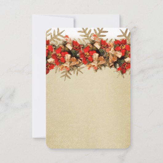 Winter Gold/Rot-Ornamente Save the Date (Rückseite)