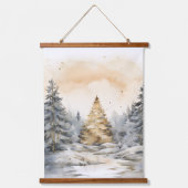 Winter Gold- und Grauwald-Bäume Schneebesen Wandteppich Mit Holzrahmen (Vorderseite 3)