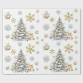 Winter Gold und Silber Pine Tree Geschenkpapier (Flach)