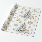 Winter Gold und Silber Pine Tree Geschenkpapier (Ungerollt)