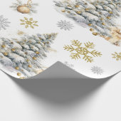 Winter Gold und Silber Pine Tree Geschenkpapier (Ecke)