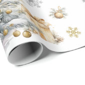 Winter Gold und Silber Pine Tree Geschenkpapier (Rolleneckpunkt)