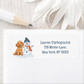 Winter Goldendoodle Dog Cute Snowman (Insitu)