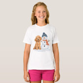 Winter Goldendoodle Dog Cute Snowman T-Shirt (Vorne ganz)