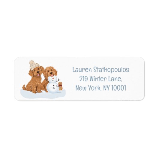 Winter Goldendoodle Hund Süßer Schneemann (Vorne)