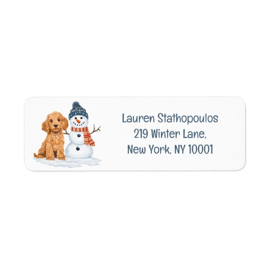 Winter Goldendoodle Hund Süßer Schneemann (Vorne)