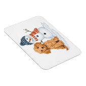 Winter Goldendoodle Hund süßer Schneemann Magnet (Rechte Seite)