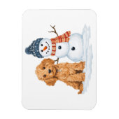 Winter Goldendoodle Hund süßer Schneemann Magnet (Vertikal)