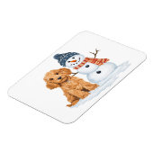 Winter Goldendoodle Hund süßer Schneemann Magnet (Linke Seite)