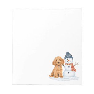 Winter Goldendoodle Hund süßer Schneemann Notizblock
