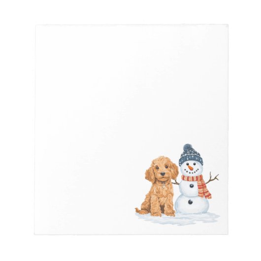 Winter Goldendoodle Hund süßer Schneemann Notizblock (Vorderseite)