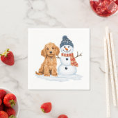 Winter Goldendoodle Hund süßer Schneemann Serviette (Beispiel)