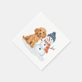 Winter Goldendoodle Hund süßer Schneemann Serviette (Ecke)