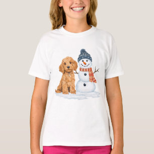 Winter Goldendoodle Hund Süßer Schneemann T-Shirt