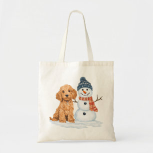 Winter Goldendoodle Hund süßer Schneemann Tragetasche