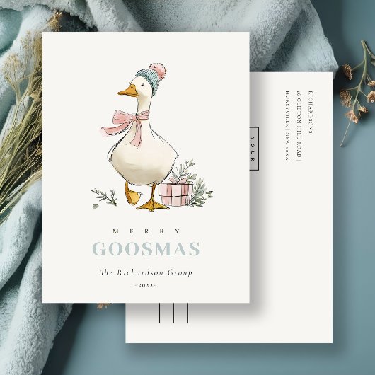 Winter Goose Christmas Business Corporate Logo Postkarte
