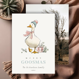 Winter Goose Christmas Funny Merry Goosmas Photo Feiertagskarte