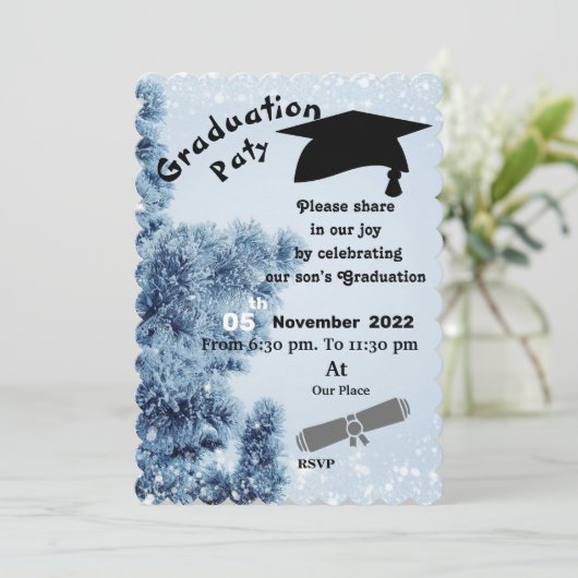 Winter Graduation Einladung (Stehend Vorderseite)