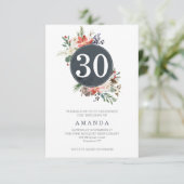 Winter Grau Kranz Bouquet jedes Alter Geburtstag Einladung (Stehend Vorderseite)