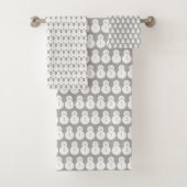 Winter-Grau-Schneemänner Badhandtuch Set (Insitu)