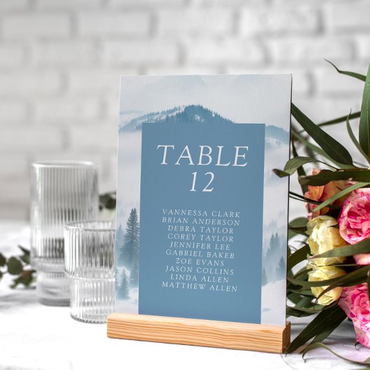 Winter-Graue Berge Hochzeit Tischnummer