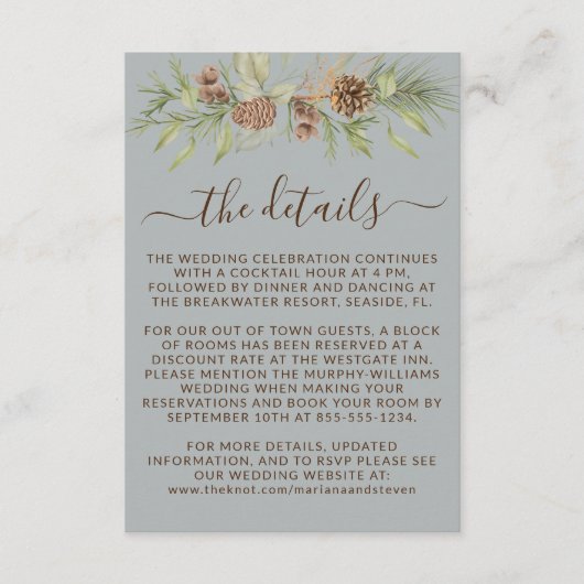 Winter Gray Details UAWG Website Hochzeit Begleitkarte (Vorderseite)