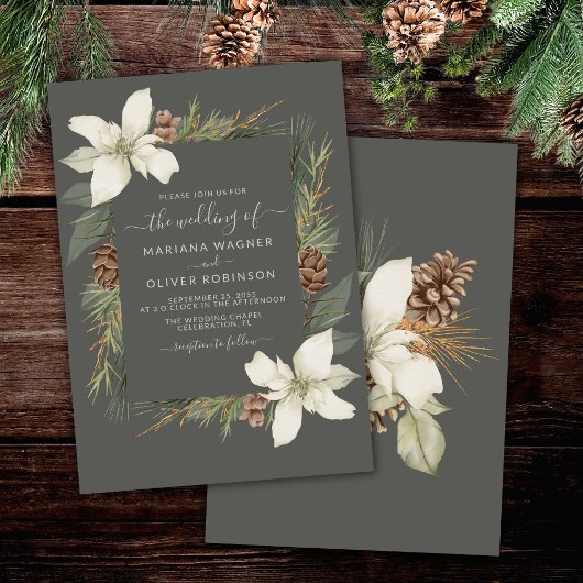Winter Gray Elegant Script Wedding Einladung
