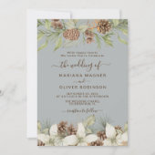 Winter Gray Elegant Script Wedding Einladung (Vorderseite)