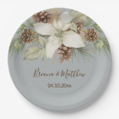 Winter Gray Elegant Script Wedding Pappteller (Vorderseite)