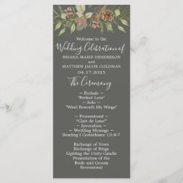 Winter Gray Elegant Script Wedding Programm
