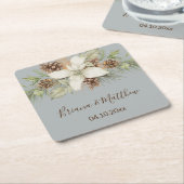 Winter Gray Elegant Script Wedding Rechteckiger Pappuntersetzer (angewinkelt)