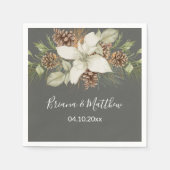 Winter Gray Elegant Script Wedding Serviette (Vorderseite)