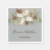 Winter Gray Elegant Script Wedding Serviette (Vorderseite)