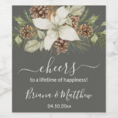 Winter Gray Elegant Script Wedding Weinetikett (Einzelnes Label)