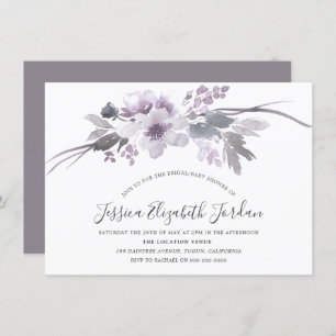 Winter Gray Floral Watercolor Bridal Baby Showroom Einladung