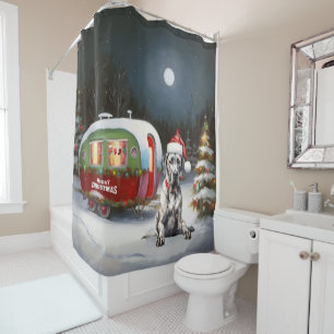Winter Great Dane Caravan Weihnachtsabenteuer Duschvorhang