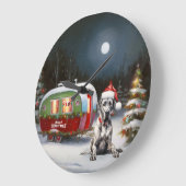 Winter Great Dane Caravan Weihnachtsabenteuer Große Wanduhr (Winkel)