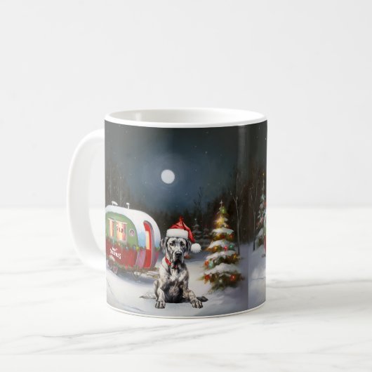 Winter Great Dane Caravan Weihnachtsabenteuer Kaffeetasse (Vorderseite Links)