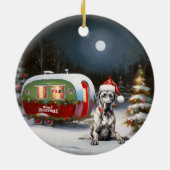 Winter Great Dane Caravan Weihnachtsabenteuer Keramik Ornament (Hinten)