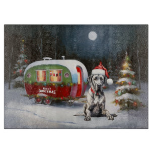 Winter Great Dane Caravan Weihnachtsabenteuer Schneidebrett