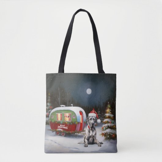 Winter Great Dane Caravan Weihnachtsabenteuer Tasche (Vorderseite)