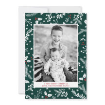 Winter Green Berries Weihnachtsferien-Flat Card