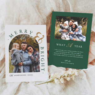 Winter Green Charm Merry & Bright Arch Foto Feiertagskarte