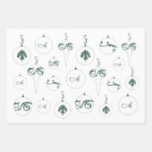 Winter Green Christmas Monogram Bauble Ornaments Geschenkpapier Set (Vorderseite 2)