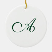 Winter Green Elegant Script Monogram Weihnachten Keramik Ornament (Vorne)