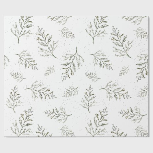 Winter Green Foliage Muster Geschenkpapier (Flach)