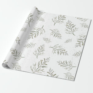 Winter Green Foliage Muster Geschenkpapier